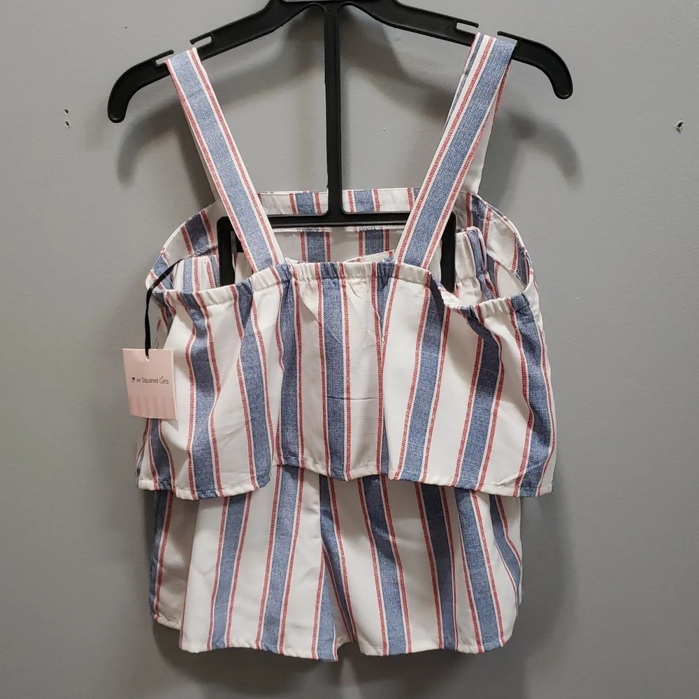 Love Squared Girls NWT Striped Tank Style Top and Shorts Set, Girls 10